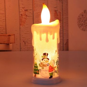Christmas Decoration Night Light LED Simulation Flame Candle Light(B-Snowman)