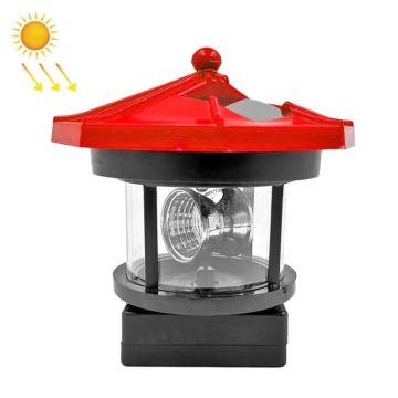 Outdoor Waterproof LED Solar Rotating Lighthouse Garden Decoration Induction Landscape Light(Red)