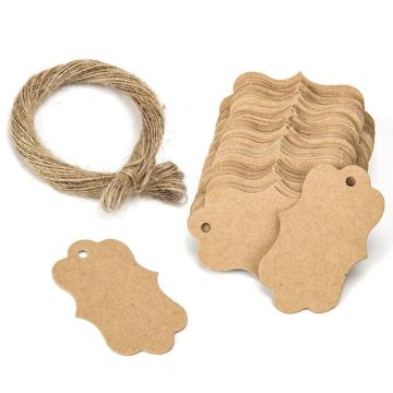 Gift Packaging Tag With Twine(100pcs /Pack Kraft Color)