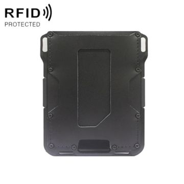 RFID Metal Anti-Theft Credit Card Holder(Black Metal + Black Skin)