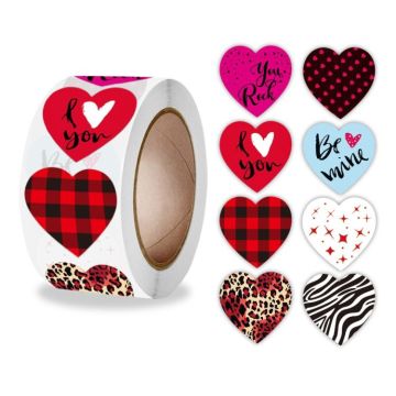 Roll Pack Valentine Day Heart Love Sticker Self-adhesive Label, Size: 2.5cm / 1 Inch(A-259)