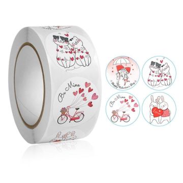 Roll Pack Valentine Day Heart Love Sticker Self-adhesive Label, Size: 2.5cm / 1 Inch(K-154)