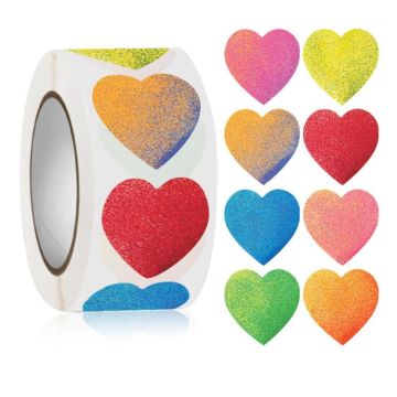 Roll Pack Valentine Day Heart Love Sticker Self-adhesive Label, Size: 2.5cm / 1 Inch(K-156)