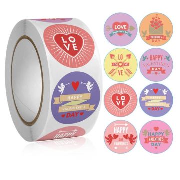 Roll Pack Valentine Day Heart Love Sticker Self-adhesive Label, Size: 2.5cm / 1 Inch(K-173)