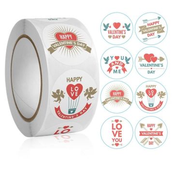 Roll Pack Valentine Day Heart Love Sticker Self-adhesive Label, Size: 2.5cm / 1 Inch(K-174)