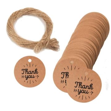 100pcs /Pack Kraft Paper Gift Tag With 20m Hemp Rope(L-02)