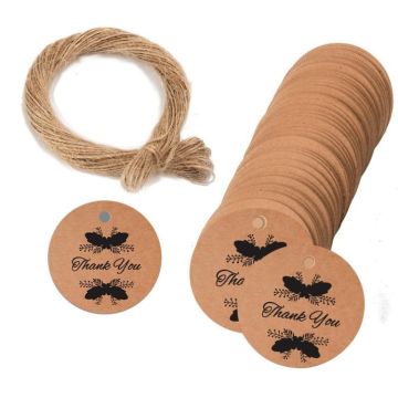 100pcs /Pack Kraft Paper Gift Tag With 20m Hemp Rope(L-03)