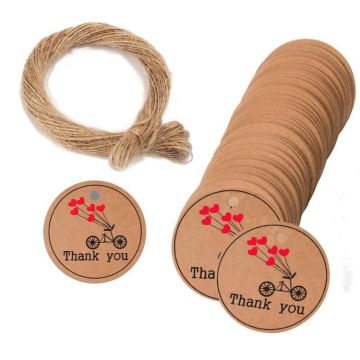 100pcs /Pack Kraft Paper Gift Tag With 20m Hemp Rope(L-06)