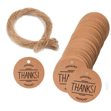 100pcs /Pack Kraft Paper Gift Tag With 20m Hemp Rope(L-11)
