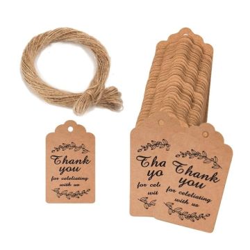 100pcs /Pack Kraft Paper Gift Tag With 20m Hemp Rope(L-13)