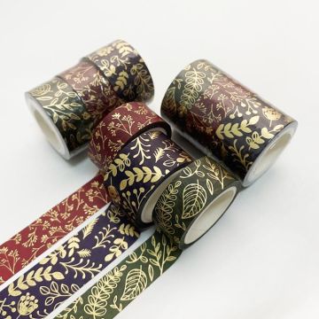 3 Rolls / Set 8958 5m Paper Bronzing Wallet Tape Set(Broken Leaves Pattern)