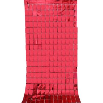 2 PCS 1x2M Square Rain Silk Door Curtain Birthday Party Background Wall Decoration(Red)