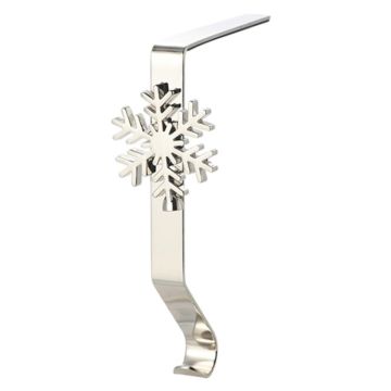 Christmas Cartoon Wrought Iron Socks Fireplace Decorative Hook(Silver Snow)