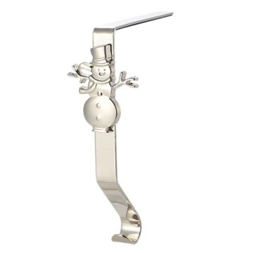 Christmas Cartoon Wrought Iron Socks Fireplace Decorative Hook(Silver Snowman)