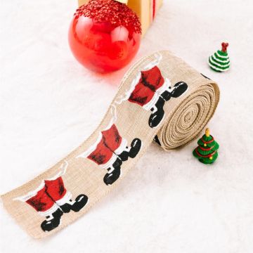 5m X 6cm Christmas Imitation Hemp  Ribbon Gift Decoration Ribbon(E - Red Pants and Black Shoes)
