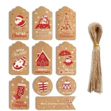 2 Packs 50pcs/set  Christmas Kraft Paper Tags Gift Wrapping Paper Labels(Series 8)