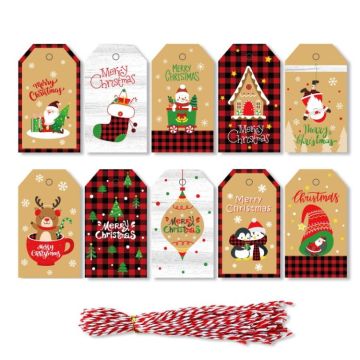 2 Packs 50pcs/set  Christmas Kraft Paper Tags Gift Wrapping Paper Labels(Series 9)