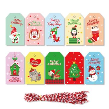 2 Packs 50pcs/set  Christmas Kraft Paper Tags Gift Wrapping Paper Labels(Series 10)