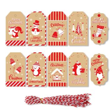 2 Packs 50pcs/set  Christmas Kraft Paper Tags Gift Wrapping Paper Labels(Series 12)