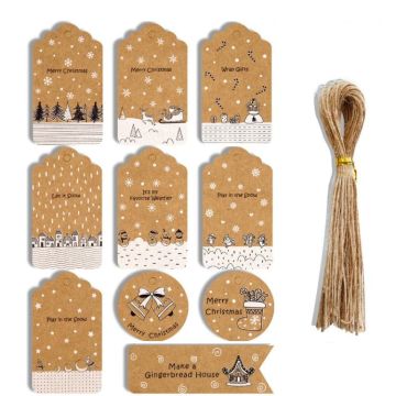2 Packs 50pcs/set  Christmas Kraft Paper Tags Gift Wrapping Paper Labels(Series 13)