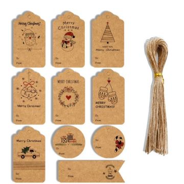 2 Packs 50pcs/set  Christmas Kraft Paper Tags Gift Wrapping Paper Labels(Series 14)