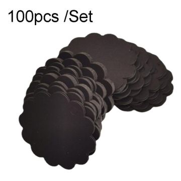 100pcs /Set Kraft Paper Tags Lace Round Blank Small Label(Black)