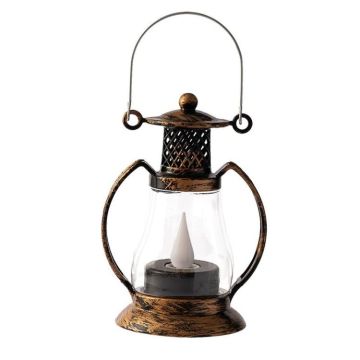 Retro Water-Drop Flame Lantern Ornament Christmas Scene Decoration Oil Light(Bronze)