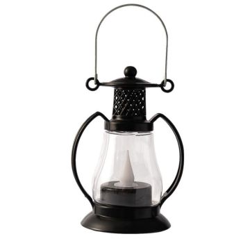 Retro Water-Drop Flame Lantern Ornament Christmas Scene Decoration Oil Light(Black)