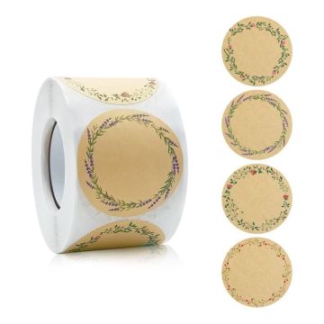 Kraft Paper Flower Plant Sticker Gift Packaging Decoration Sticker, Size: 5.0cm(B-92-50)