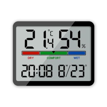 Magnetic LCD Digital Aalarm Clock Large Screen With Temperature Humidity Display(8280 Black)