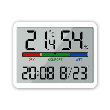 Magnetic LCD Digital Aalarm Clock Large Screen With Temperature Humidity Display(8280 White)