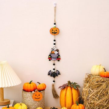 Halloween Home Party Bead Hanging Tag Holiday Scene Decoration Props(Car Bat)