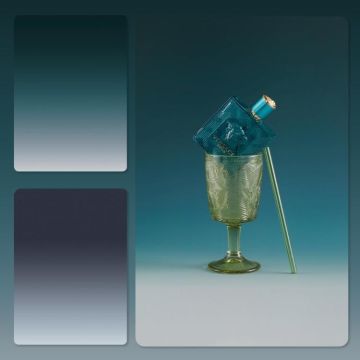 57 x 87cm Double-sided Gradient Background Paper Atmospheric Still Life Photography Props(Deep Gray+Peacock Green)
