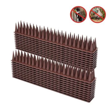 20pcs /Box 30cm 3 Rows Spikes Plastic Bird Repellent Spikes Anti-theft Bird Chase Cat Spikes(Brown)