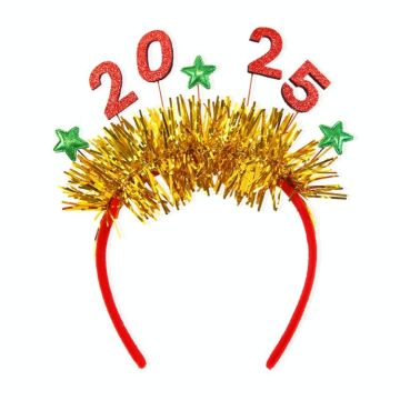 2025 Digital Christmas Party Decoration Headband Mall Bar New Year Eve Event Headdress(Red)