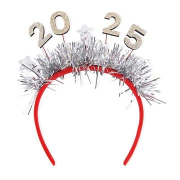 2025 Digital Christmas Party Decoration Headband Mall Bar New Year Eve Event Headdress(Silver)