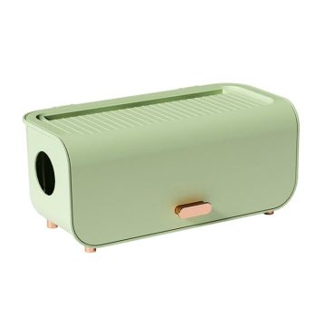 Desktop Cable Storage Box Power Cable Charger Storage Case Dustproof Waterproof Socket Organizer(Green)