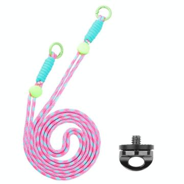 BRDRC Camera Strap Crossbody Lanyard With 1/4 inch Screw Anti-loss Rope Accessory(Dopamine Color)