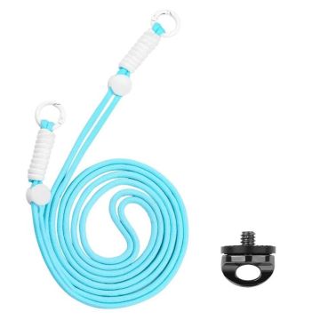 BRDRC Camera Strap Crossbody Lanyard With 1/4 inch Screw Anti-loss Rope Accessory(Light Blue White Knot)