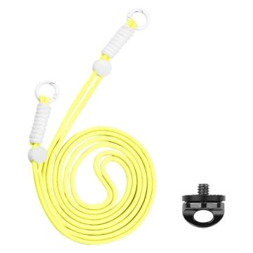 BRDRC Camera Strap Crossbody Lanyard With 1/4 inch Screw Anti-loss Rope Accessory(Yellow White Knot)