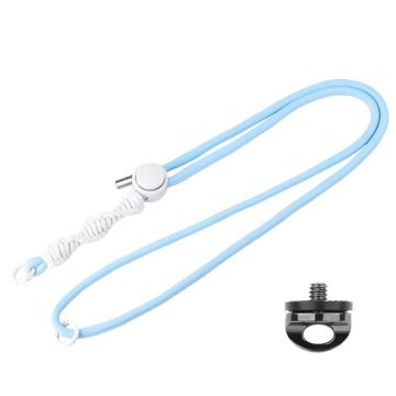 BRDRC Sport Camera Lanyard With 1/4 Inch Screw Anti-Lost Crossbody Lanyard(Light Blue Rope White Knot)