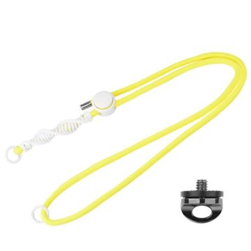 BRDRC Sport Camera Lanyard With 1/4 Inch Screw Anti-Lost Crossbody Lanyard(Yellow Rope White Knot)