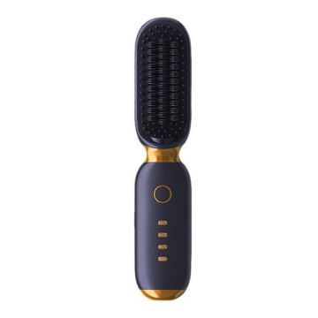 Portable Rechargeable Negative Ion Straightening Comb Straightening and Curly Comb(Blue Gold)