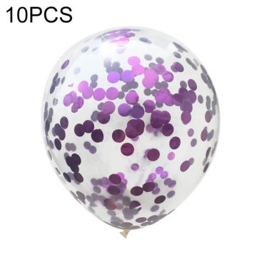 10 PCS 12 Inch Confetti Balloons Wedding Decoration Happy Birthday Party Latex Balloon(Purple)