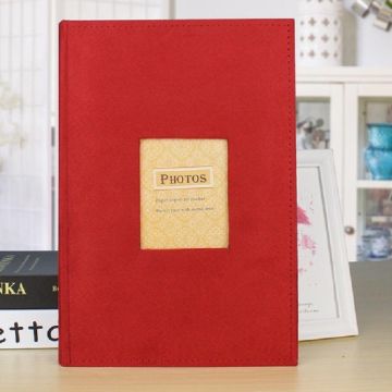 4R 6 inch 300 Sheet Photos 50 Pages Flannel Interstitial Album Creative Christmas Gift Postcard Storage Album(Red)