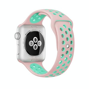 For Apple Watch Ultra 49mm&Watch Ultra 2 49mm / Series 10 46mm / 9&8&7 45mm / SE 3&SE 2&6&SE&5&4 44mm / 3&2&1 42mm Fashionable Classical Silicone Sport Watch Band(Pink Green)