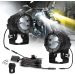 30W 3000LM 6000K Motorcycle Dual Lens LED Spotlight with Control Cable Set(Black)