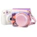Richwell Translucent PVC Camera Bag for Fujifilm Instax Mini 8 8+ 9 Cover Case with Shoulder Strap Gradient Pink Shell